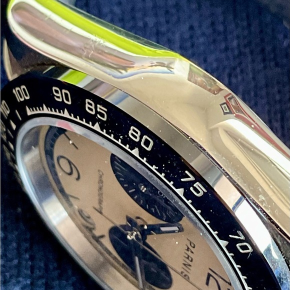 EUC Parnis 39mm Quartz Panda Chronograph w Tachymeter Date S/S Bracelet Links+ - Picture 6 of 9